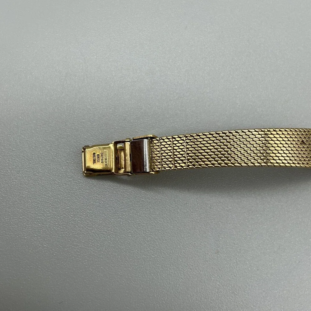 Seiko Womens Watch 12mm Gold Dial Gold Tone Mesh 1320-5289 New Battery 5.5
